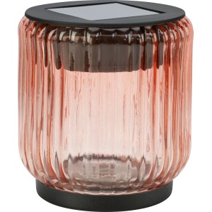 Lampa solarna stołowa mini szklana IP44 śr. 8 cm koralowa