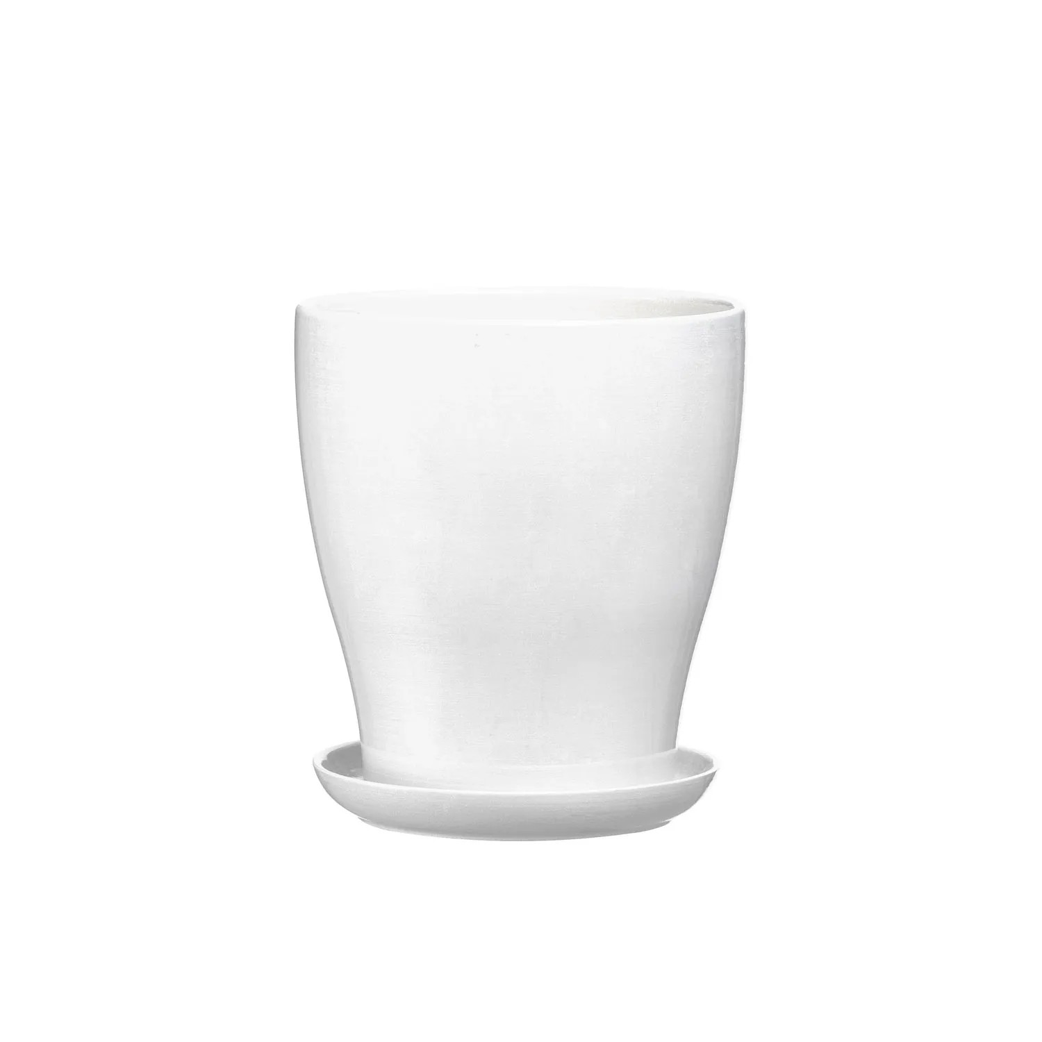 Doniczka z podstawką Laura biały mat - 16 cm