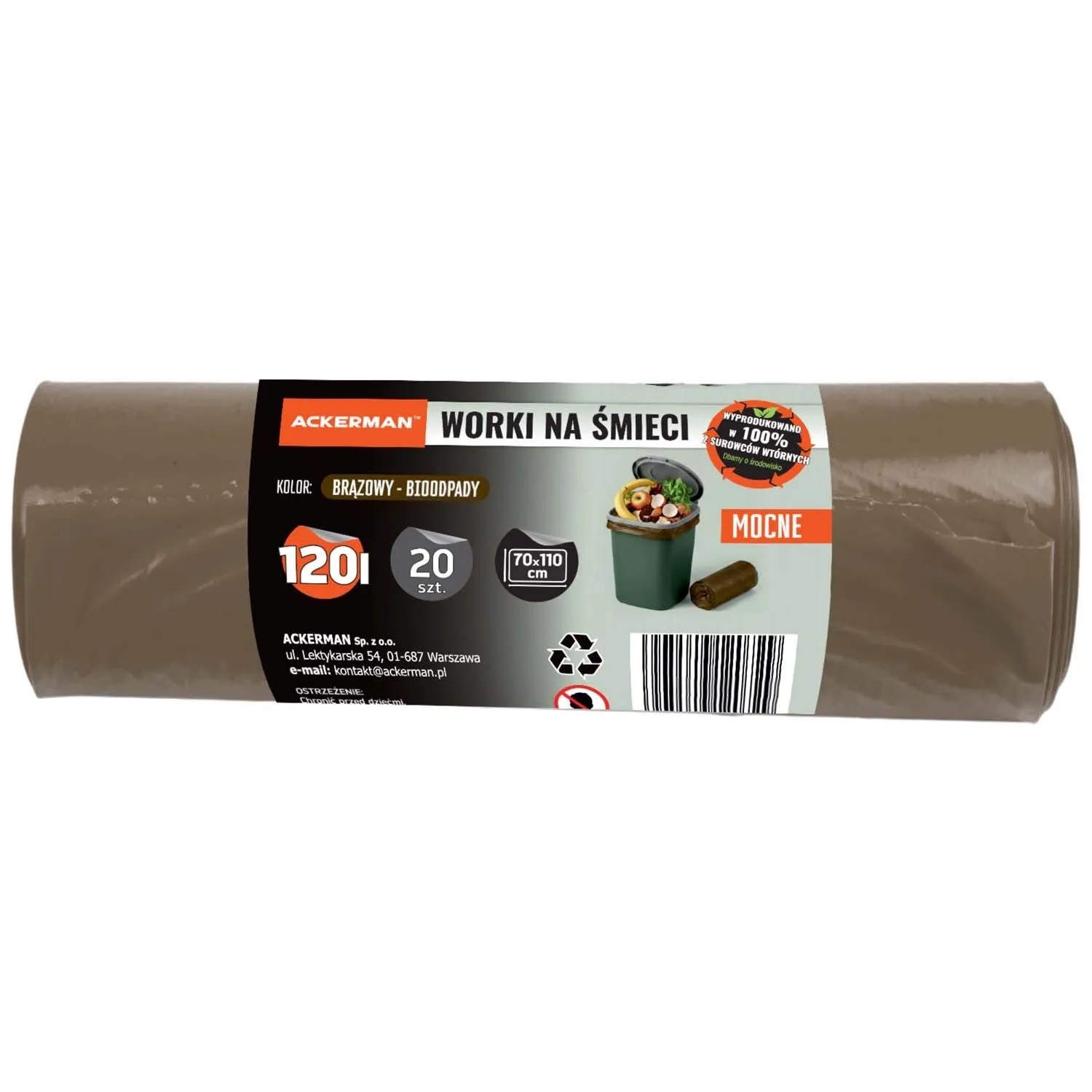 Ackerman Worki do segregacji śmieci brązowe - bioodpady 120l 20 szt.