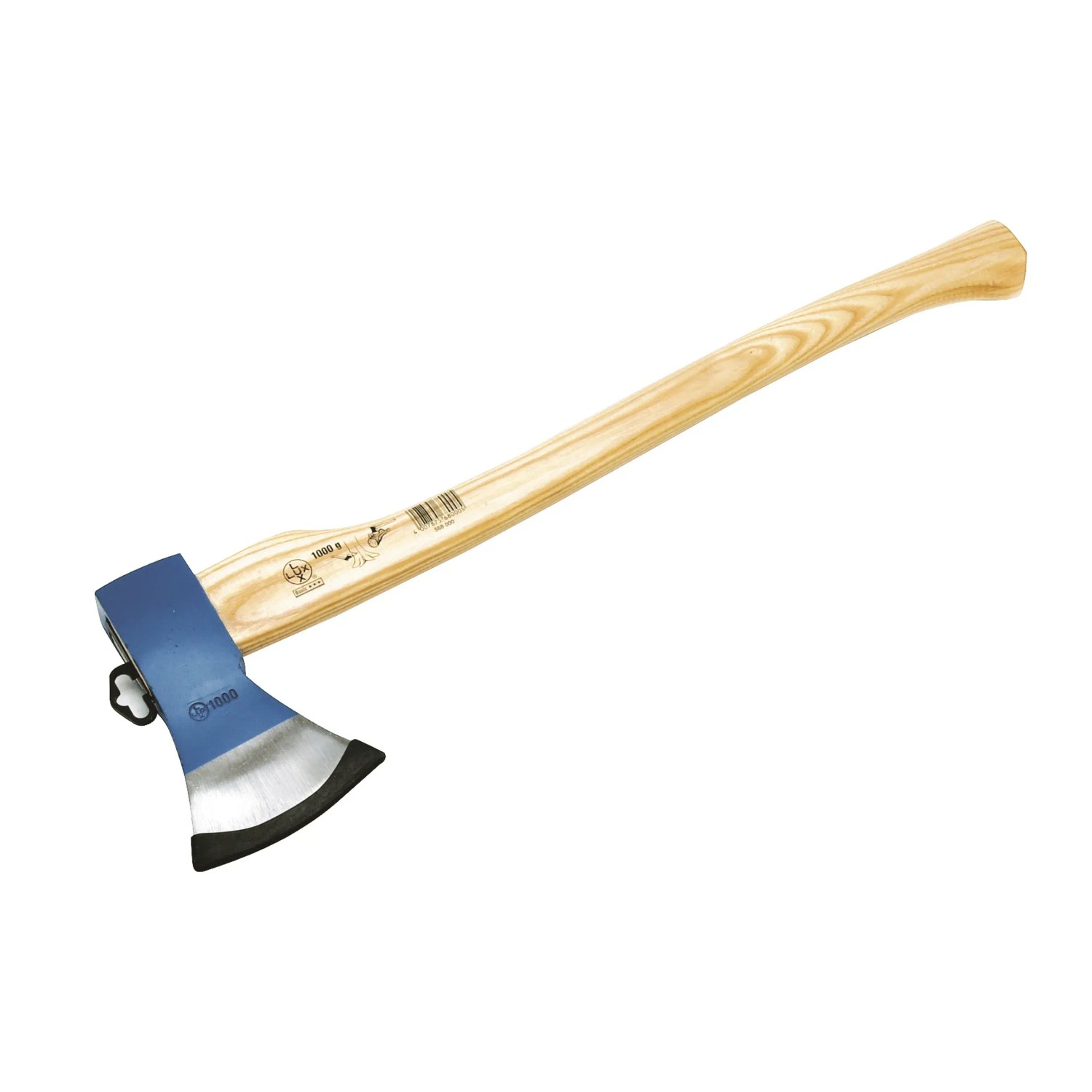 LUX Siekiera ciesielska Comfort, 60 cm, 1 kg. Siekiera z jesionowym trzonkiem i niebieską głowicą.