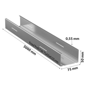 Profil Knauf CW 75x50x0,55 mm, długość 3000 mm, do konstrukcji ramowych.