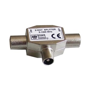 Rozdzielacz SAT 2-drożny do instalacji. Rozdziela sygnały SAT.