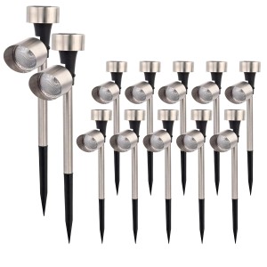 Zestaw solarnych lamp ścieżkowych t.b.t. ze stali nierdzewnej do oświetlenia ogrodu.