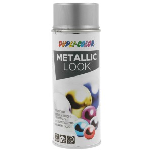 Srebrny spray z efektem metalicznym Dupli-Color do efektów specjalnych.