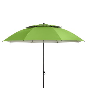 Zielony parasol Doppler Windprofi, Ø 198 cm, z ręcznym otwieraniem. Parasol do ogrodu i na balkon.