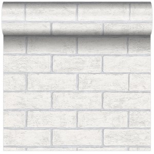 Biała tapeta z efektem cegły, dekoracyjne pokrycie ścian do wnętrz.
