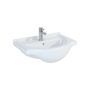 t.b.t. umywalka ceramiczna, umywalka nablatowa w kolorze białym z baterią.