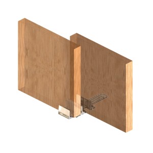 t.b.t. Szyna prowadząca do paneli drewnianych, widok szczegółowy.