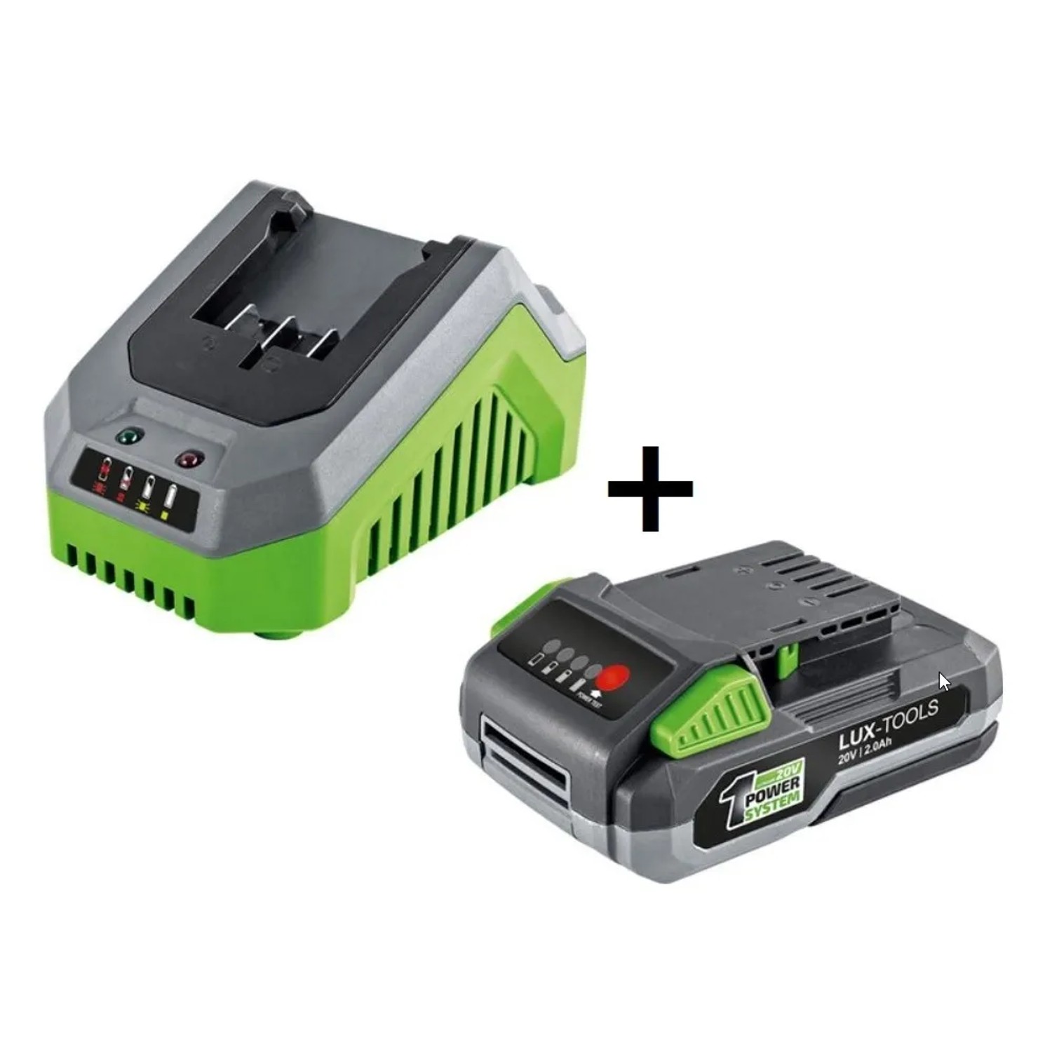 LUX-TOOLS Zestaw startowy - akumulator 20V 2Ah + ładowarka