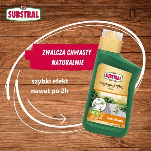 Substral Naturen AntyChwast TOTAL Ultra, środek chwastobójczy w zielonej butelce.