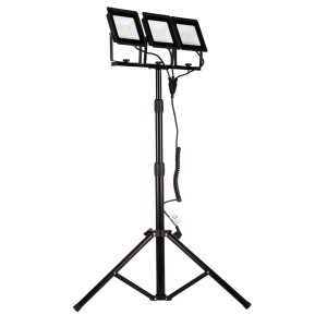 Germina Naświetlacz LED na statywie 3x50W 6400K 3x4500lm IP65 czarny