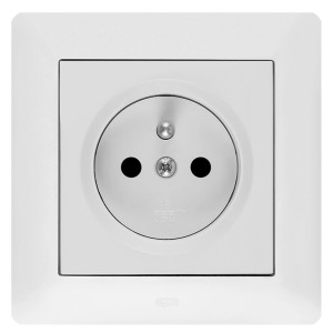 Białe gniazdko do wyłączników i przycisków.