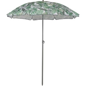Parasol balkonowy z zielonym wzorem liści na balkon.