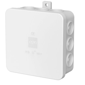 Biała puszka natynkowa t.b.t. do suchej zabudowy, widok szczegółowy.