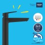 Nowoczesna, matowa czarna bateria umywalkowa Grohe Start XL-Size do umywalek wolnostojących.