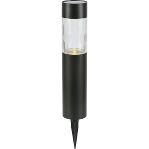 Lampa solarna LED Serroni, 42,5 cm, Ø 6 cm, zestaw 3 szt. Czarny plastik z przezroczystym elementem i szpikulcem.