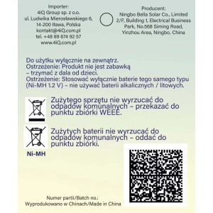 4iQ Lampa solarna RYSKA 1xLED podwieszana srebrna