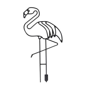 Dekoracyjny flaming z metalu, czarny, do ogrodu lub doniczki.