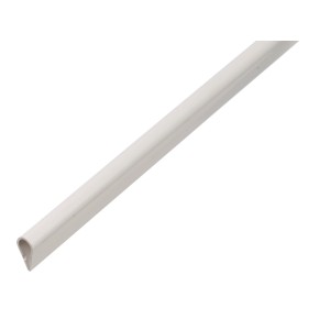 Biały profil zaciskowy z tworzywa sztucznego, 0,9 mm x 15 mm x 2000 mm, do różnorodnych zastosowań.