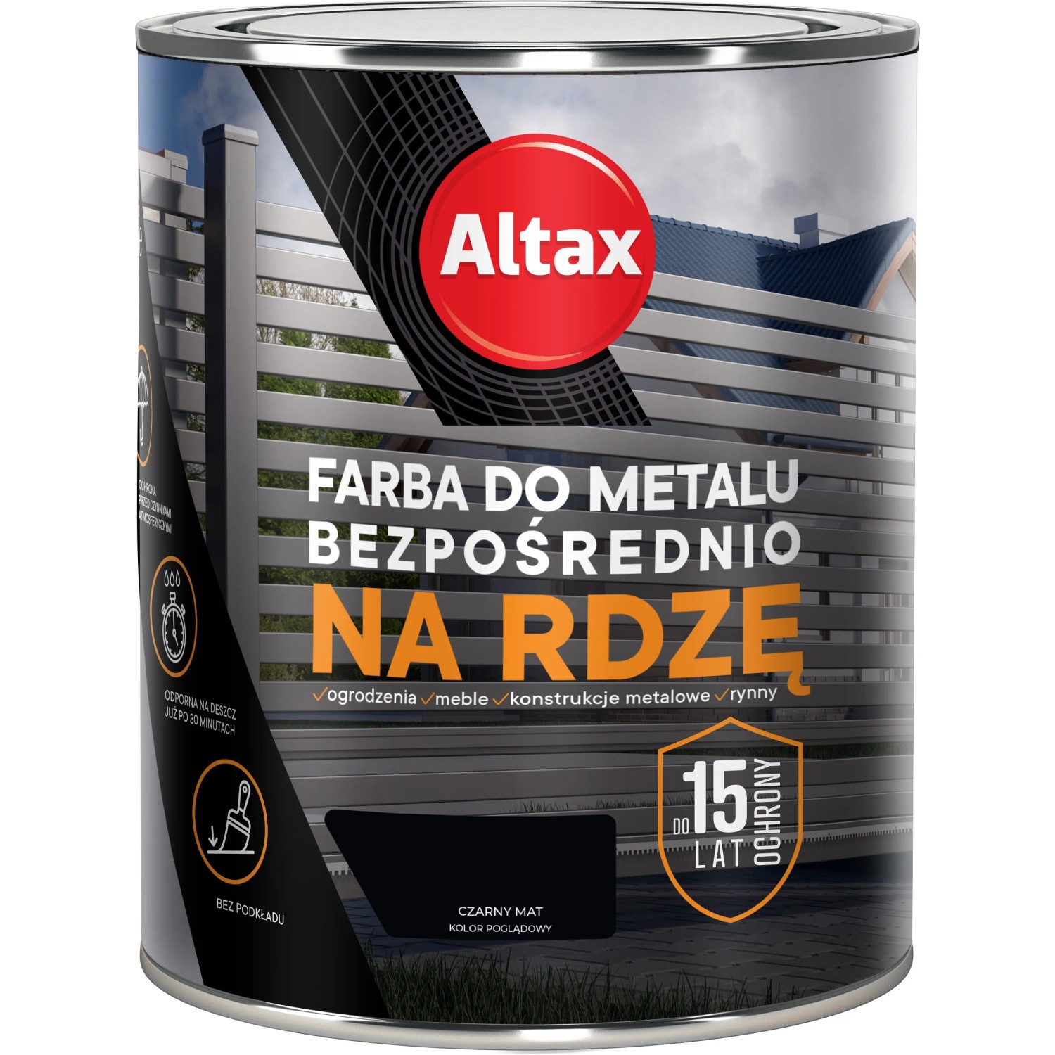 Altax Farba do metalu czarny mat 750 ml