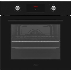 Czarny piekarnik do zabudowy t.b.t. z wyświetlaczem cyfrowym i pokrętłami.