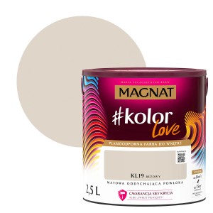 Farba Magnat #kolor Love, Beżowy (KL19), puszka 2,5L do ścian wewnętrznych.
