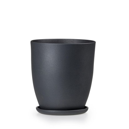 Doniczka z podstawką wysoka czarny - 13,5 cm