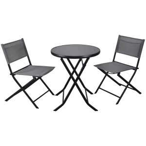 Komplet mebli balkonowych CAPRI grafitowy 3-częściowy