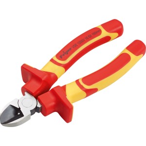 LUX Szczypce boczne VDE Classic 160 mm z czerwono-żółtymi uchwytami do cięcia drutów.