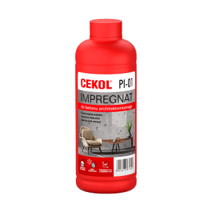 Czerwona butelka impregnatu do betonu CEKOL PI-01, akcesoria do płytek.
