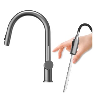 Granitan Bateria kuchenna z wyciąganą wylewką Naya gun grey