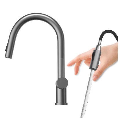 Granitan Bateria kuchenna z wyciąganą wylewką Naya gun grey