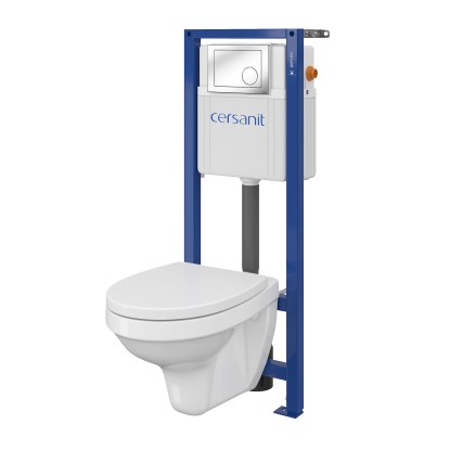 Cersanit Zestaw podtynkowy Agis Plus z deską wolnoopadającą i przyciskiem chrom