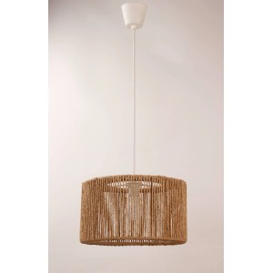 Lampa wisząca z abażurem z naturalnego sznura.