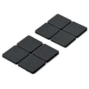 Czarne, kwadratowe podkładki antypoślizgowe Hettich 40x40 mm do ochrony mebli i podłóg.