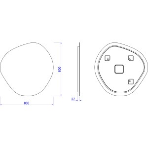 Rysunek techniczny lampy t.b.t. Lustra z wymiarami.
