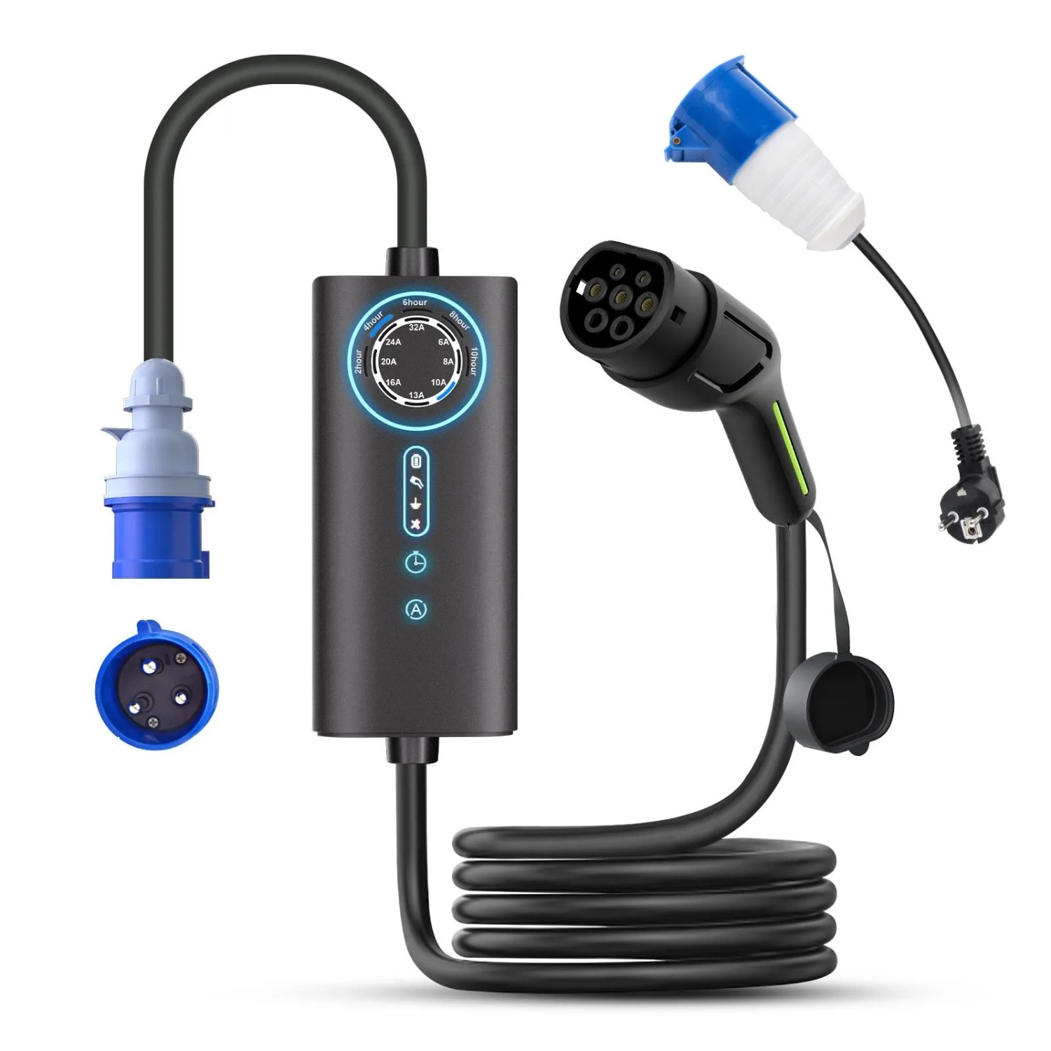 Junsun Ładowarka EV 7 kW 8 m Kabel Typ 2 1-fazowy 6-32A z Adapter