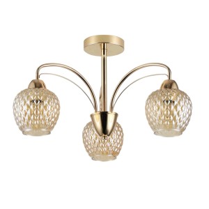 Candellux Lampa wisząca TOBIAS złota 3xE27 40W klosz bursztynowy