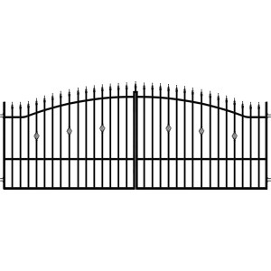 Czarna metalowa brama ogrodzeniowa t.b.t. do ogrodu lub wjazdu na posesję.