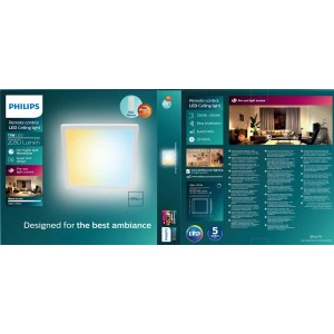 Philips Plafon LED VALEN z pilotem 17W 2200-6500K 2050lm 39,5x39,5 cm biały