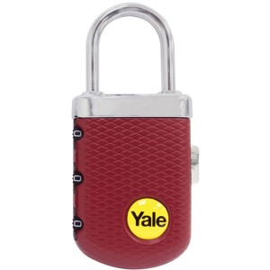 Czerwona kłódka szyfrowa Yale YYP3 z aluminiowym korpusem dla bezpieczeństwa.