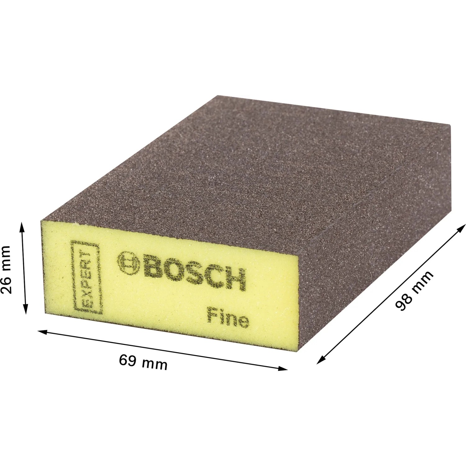 Gąbka ścierna Bosch Expert S471, 69x97x26mm, drobnoziarnista. Materiał ścierny do precyzyjnego szlifowania.