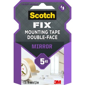 Dwustronna taśma montażowa Scotch-Fix do luster, 19 mm x 1,5 m, udźwig do 5 kg.