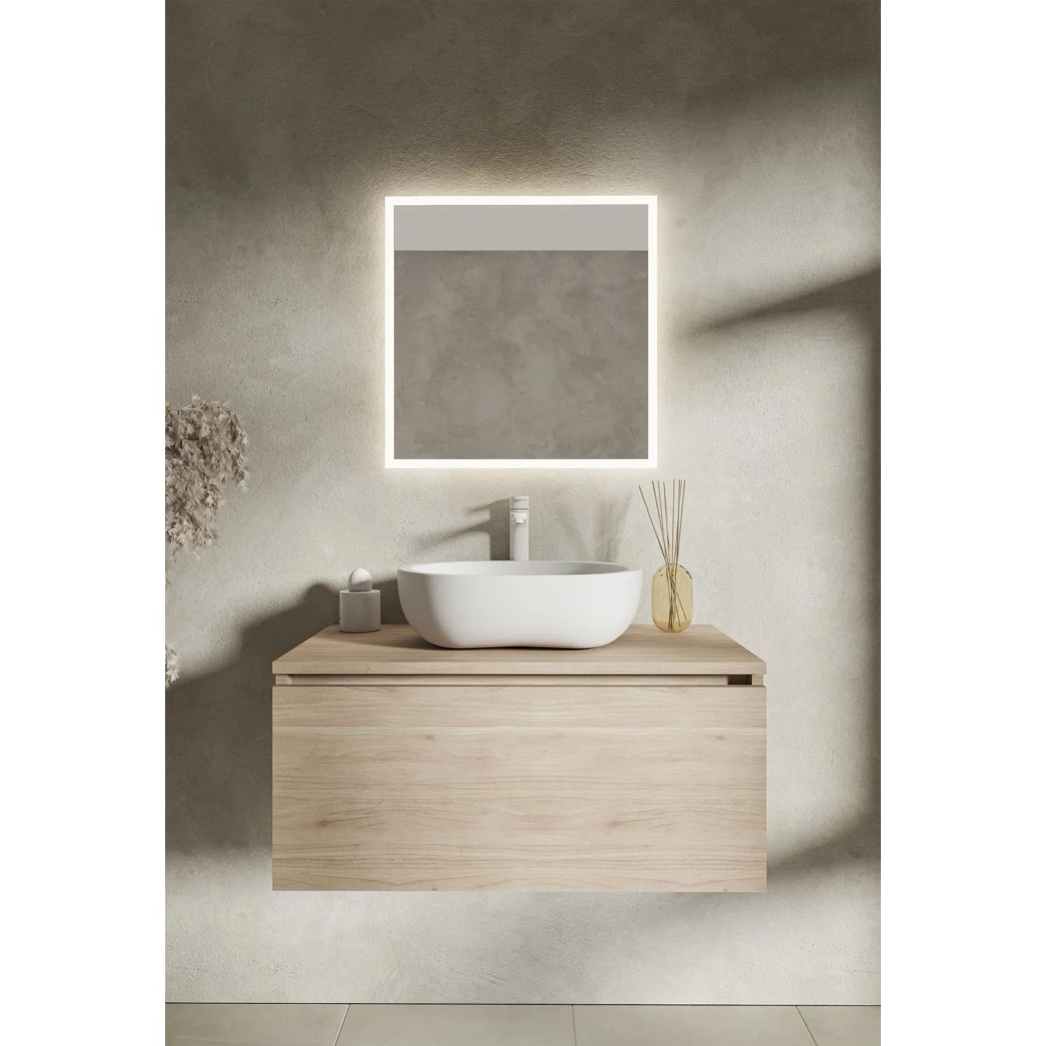 Lustro LED Style Czarne z włącznikiem automatycznym 60x60cm