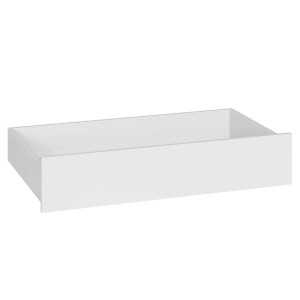 Biała szuflada do szafy lub garderoby kompaktowej.