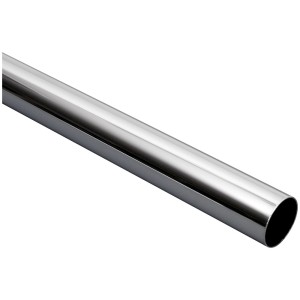 Chromowany metalowy pręt do akcesoriów meblowych.