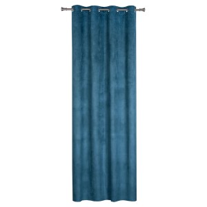 Niebieska zasłona t.b.t. z przelotkami, tekstylia do domu.