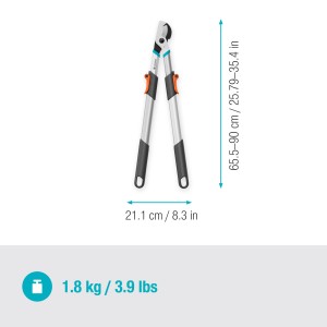 Sekator do gałęzi Gardena TeleCut Basic, teleskopowe nożyce do żywopłotu z średnicą cięcia 42 mm.