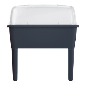 Antracytowy podwyższony zestaw grządek 4 w 1 z przezroczystą pokrywą, 85x77x38,7 cm.