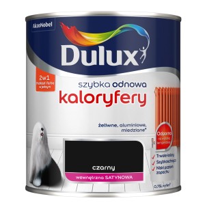 Dulux Emalia do kaloryferów, czarna, satynowa, 0,75L. Farba do grzejników żeliwnych, aluminiowych i miedzianych.